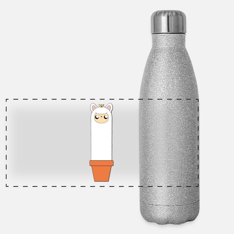Alpaca in the flowerpot Panoramic Glitter Thermal Bottle 500 ml