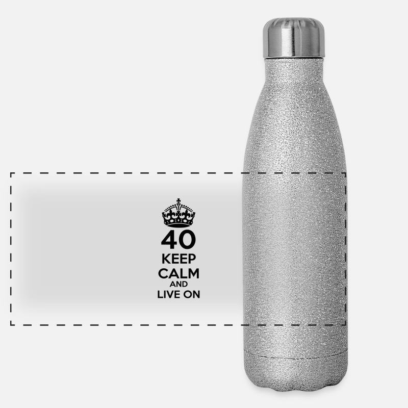40 vierzigster Geburtstag: Keep Calm and Live on Panorama Glitzer Isolierflasche 500 ml