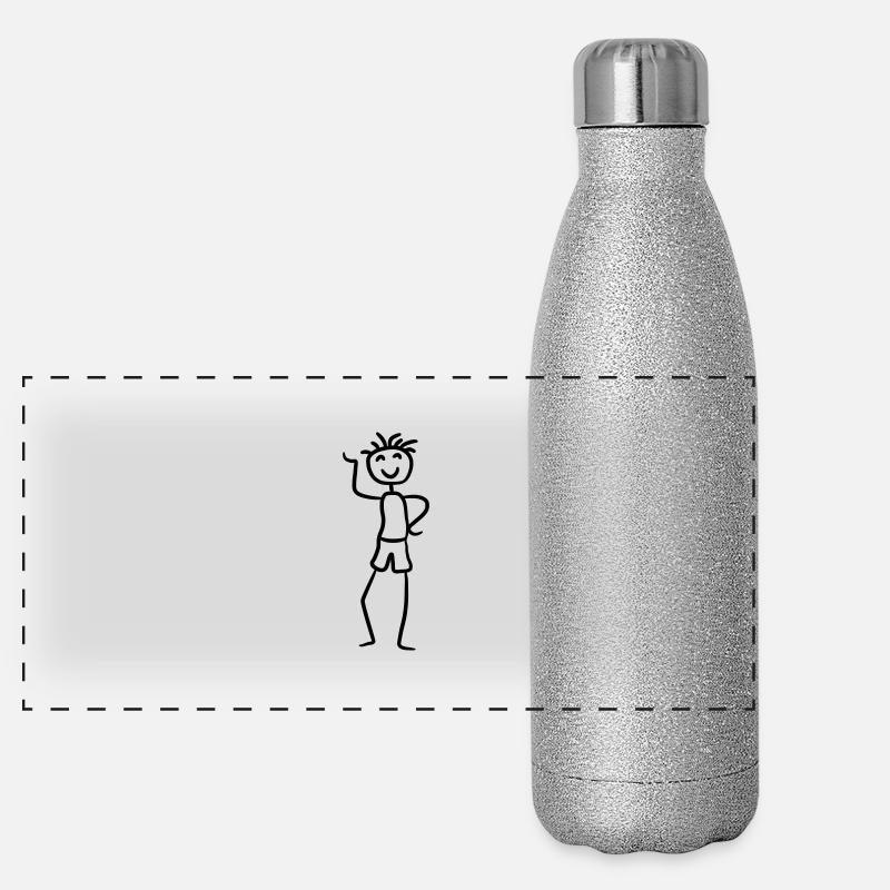 Glücklicher cooler Junge Panorama Glitzer Isolierflasche 500 ml
