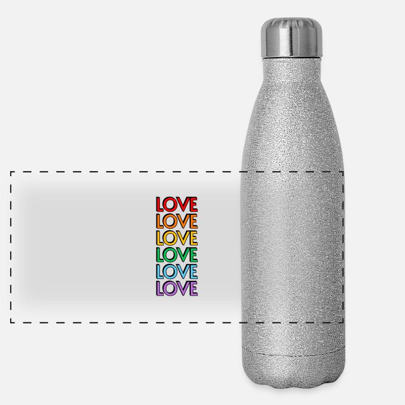 Love 6 rainbow colors gay pride Panoramic Glitter Thermal Bottle 500 ml