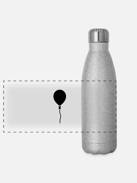 Luftballon - Panorama Glitzer Isolierflasche 500 ml - Silber Glitzer - Vorne