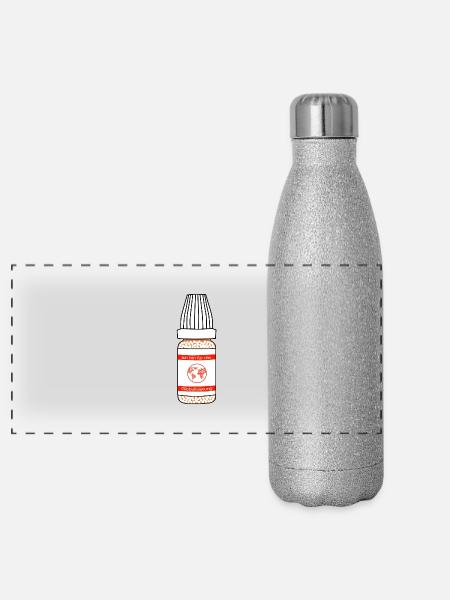 ich bin für die Globulisierung globuli homöopathie - Panorama Glitzer Isolierflasche 500 ml - Silber Glitzer - Vorne
