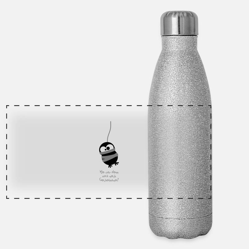 An owl / / How was still my hostage name? - Panoramic Glitter Thermal Bottle 500 ml - silver glitter