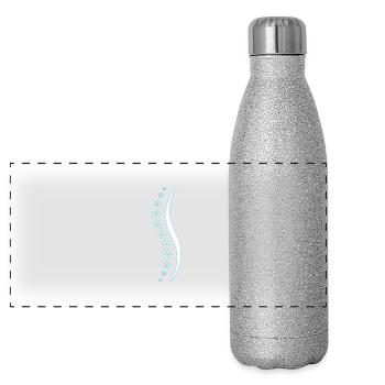 Flower spine blue - Panoramic Glitter Thermal Bottle 500 ml - silver glitter - Front