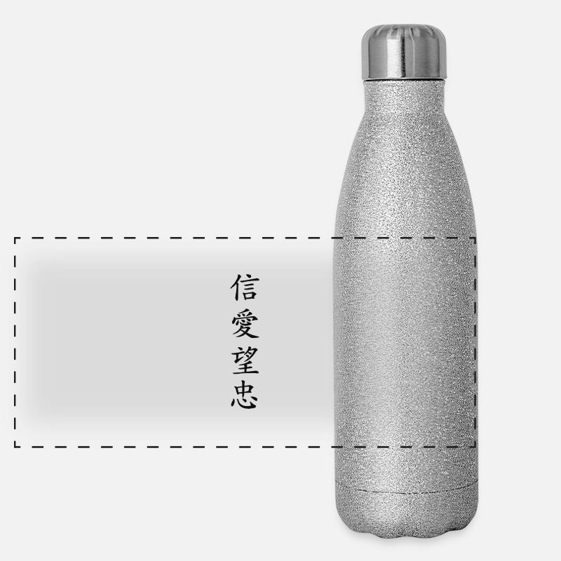 chinesische Zeichen glaube liebe hoffnung treue Panorama Glitzer Isolierflasche 500 ml