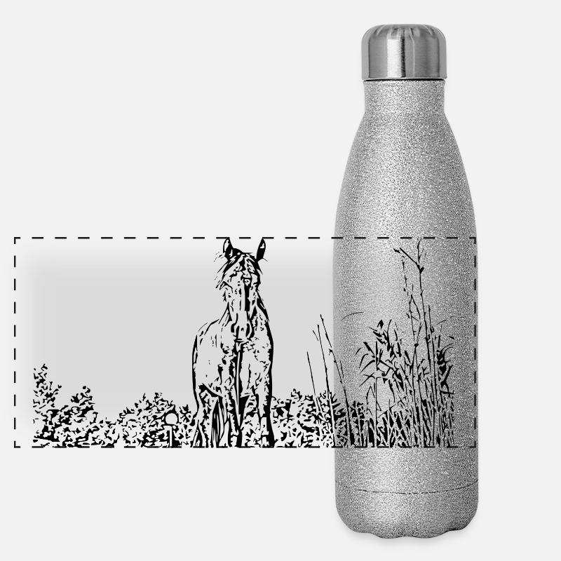 Chevaux T-shirt Cadeau Cavalier Gourde isotherme panoramique pailletée 500 ml