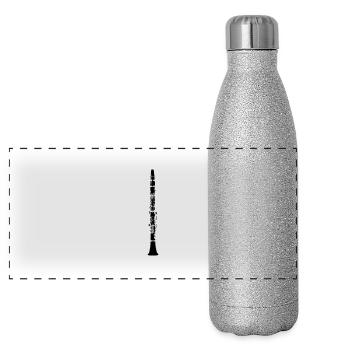Klarinette - Panorama Glitzer Isolierflasche 500 ml - Silber Glitzer - Vorne