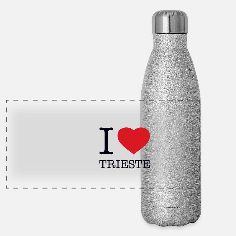 I LOVE TRIESTE Panorama Glitzer Isolierflasche 500 ml
