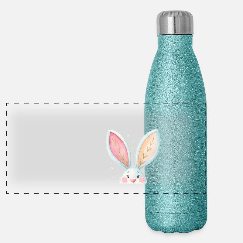 Oreilles de lapin de Pâques mignonnes Gourde isotherme panoramique pailletée 500 ml