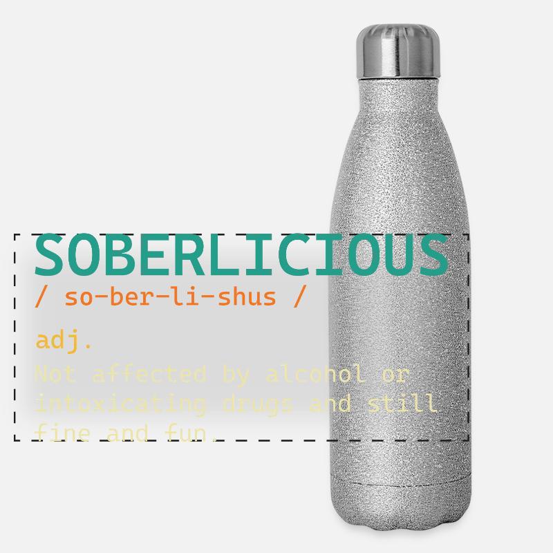 Soberlicious Definition Funny Sober Recovery AA Panoramic Glitter Thermal Bottle 500 ml