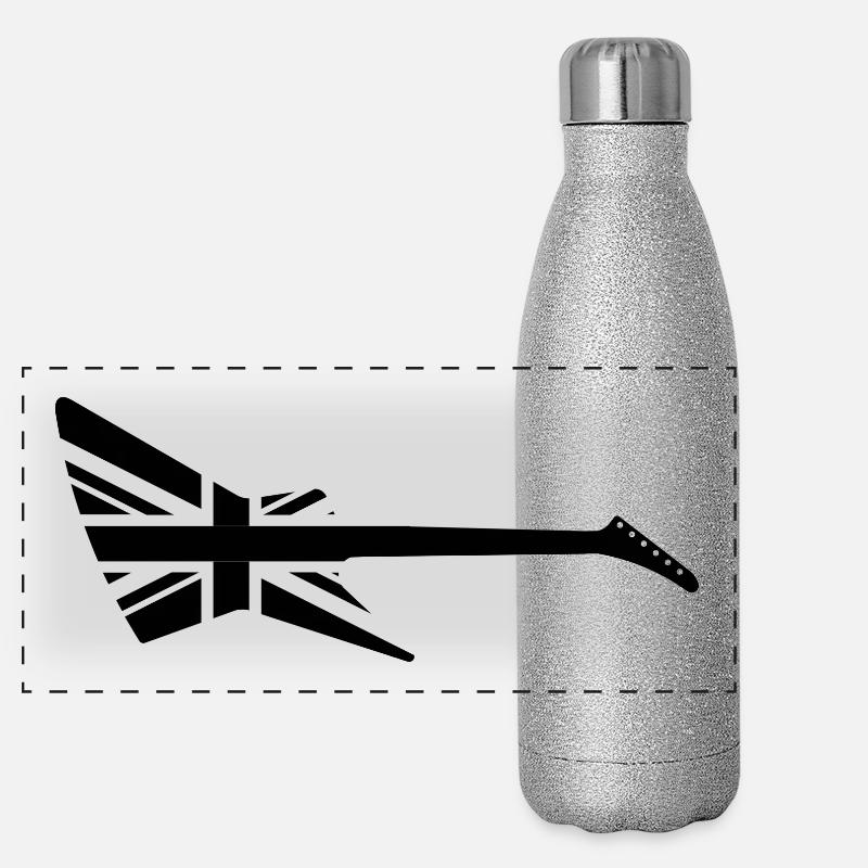 Gitarren Union Jack Panorama Glitzer Isolierflasche 500 ml