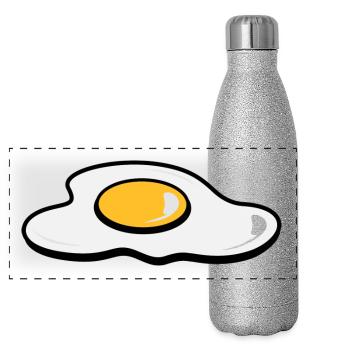 Ein Spiegelei - Panorama Glitzer Isolierflasche 500 ml - Silber Glitzer - Vorne