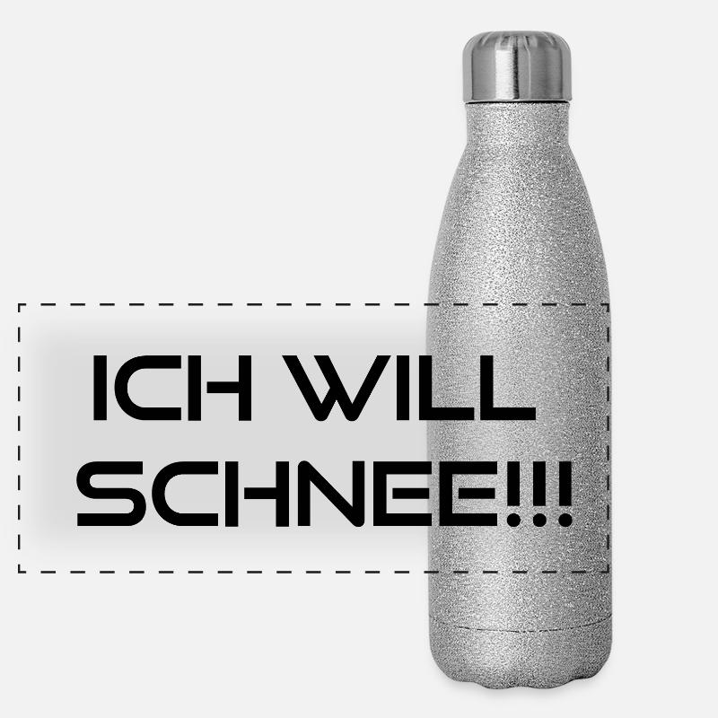 ich will schnee Panorama Glitzer Isolierflasche 500 ml