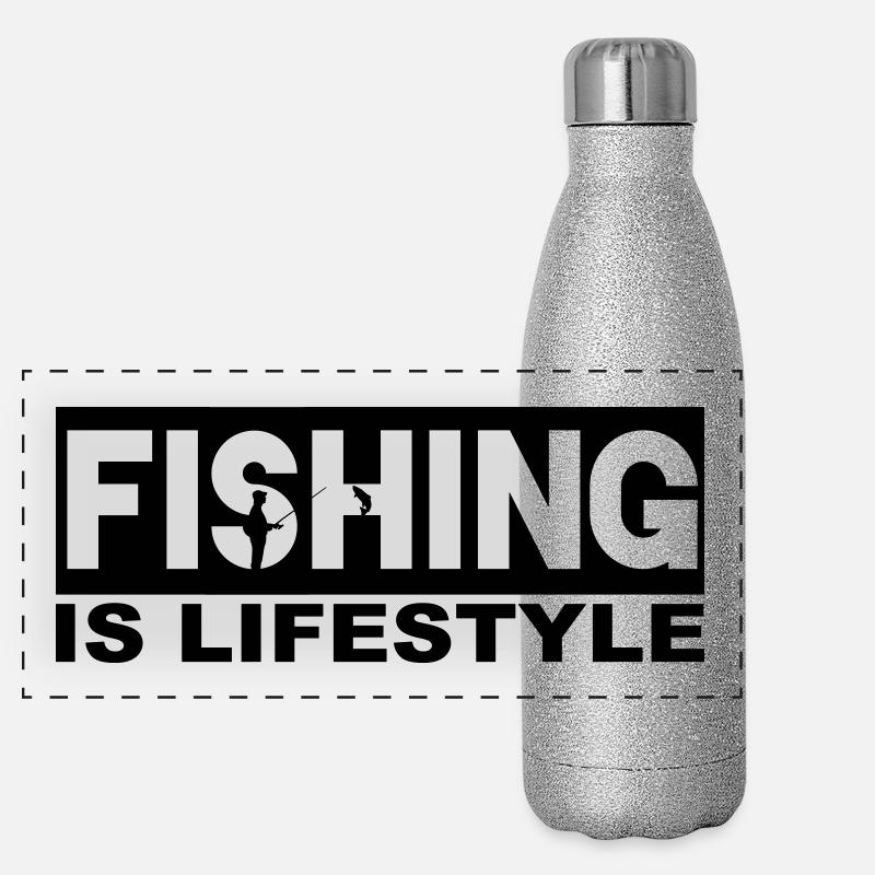 La pêche est un mode de vie Gourde isotherme panoramique pailletée 500 ml