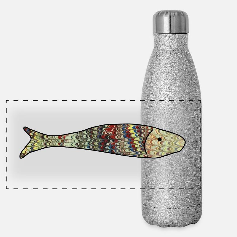 Fish - fish - Jesus Christ Panoramic Glitter Thermal Bottle 500 ml