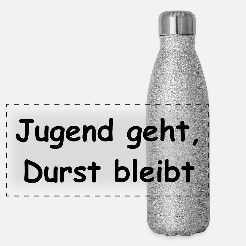 Jugend geht Durst bleibt, Männer, Bier, Party Panorama Glitzer Isolierflasche 500 ml
