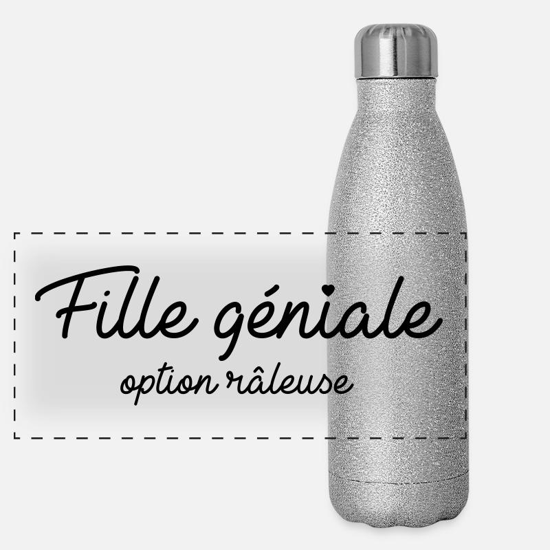 Fille géniale option râleuse Gourde isotherme panoramique pailletée 500 ml