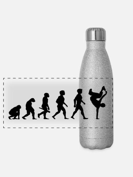 Evolution Breakdance Breaking Breakdancing Hip-Hop - Panorama Glitzer Isolierflasche 500 ml - Silber Glitzer