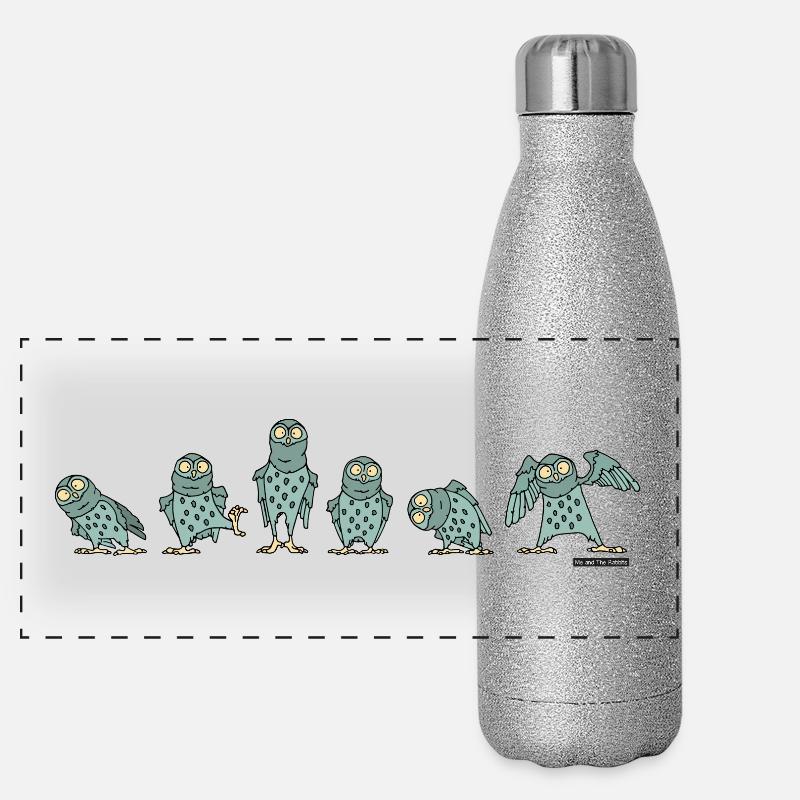 Owls - Turquoise Gourde isotherme panoramique pailletée 500 ml