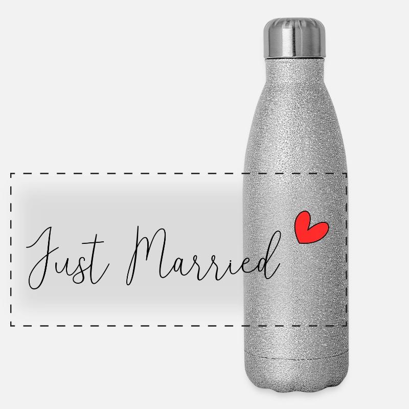 JUST MARRIED. VIVE LES MARIES. SAINT VALENTIN Gourde isotherme panoramique pailletée 500 ml