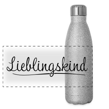 Lieblingskind - Panorama Glitzer Isolierflasche 500 ml - Silber Glitzer - Vorne