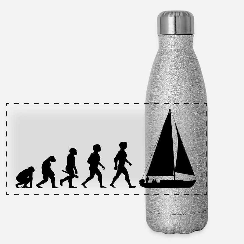 Evolution Segeln Segelboot Segelschiff Panorama Glitzer Isolierflasche 500 ml