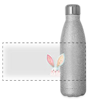 Bunny Pet Name Funny Easter Bunny - Panoramic Glitter Thermal Bottle 500 ml - silver glitter - Front