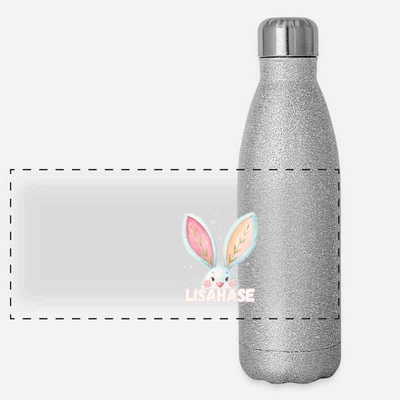 Nom Lisa Lapin Lisahase Nom de l’animal Gourde isotherme panoramique pailletée 500 ml