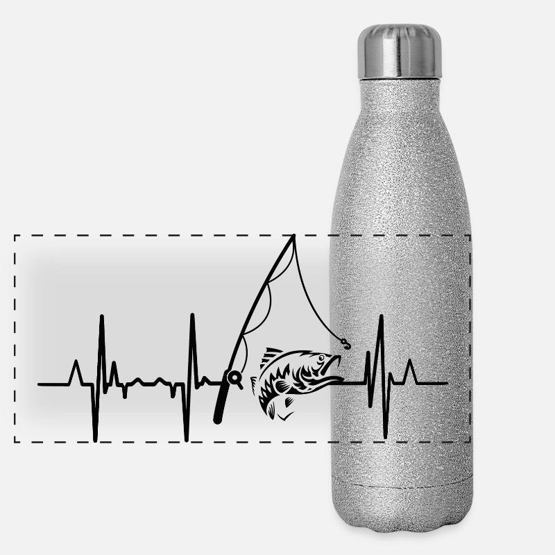 Fischerei Herzlinie Panorama Glitzer Isolierflasche 500 ml