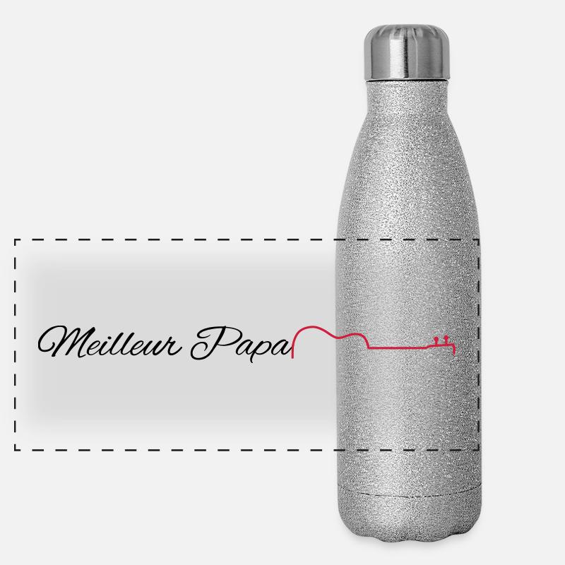 Meilleur papa guitariste - couleurs modifiables Gourde isotherme panoramique pailletée 500 ml