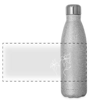 Flowerdream - Panorama Glitzer Isolierflasche 500 ml - Silber Glitzer - Vorne