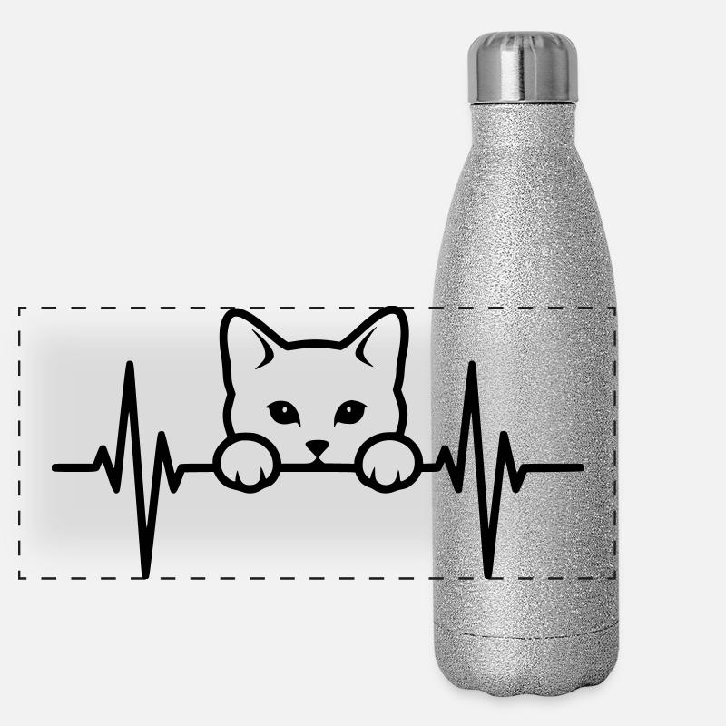 Katze Herzschlag – Cat Lover Panorama Glitzer Isolierflasche 500 ml