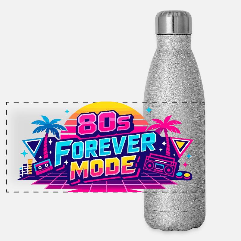 80er Forever Neon Retro Panorama Glitzer Isolierflasche 500 ml