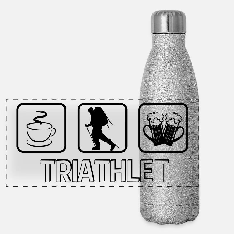 Triathlet Berg Wandern Panorama Glitzer Isolierflasche 500 ml