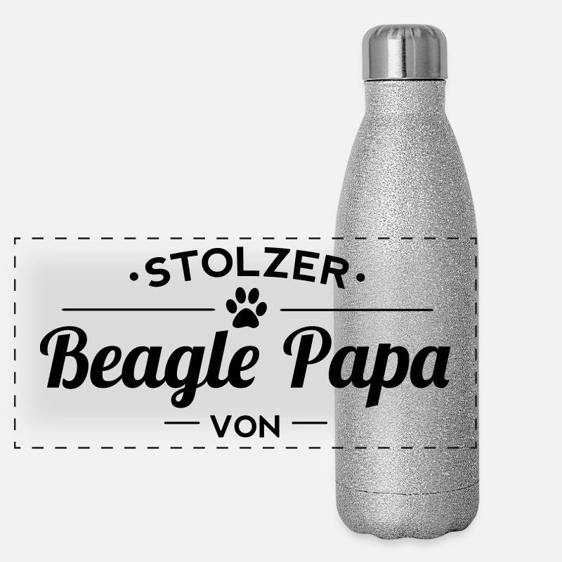 Beagle Papa Wunschname Panorama Glitzer Isolierflasche 500 ml
