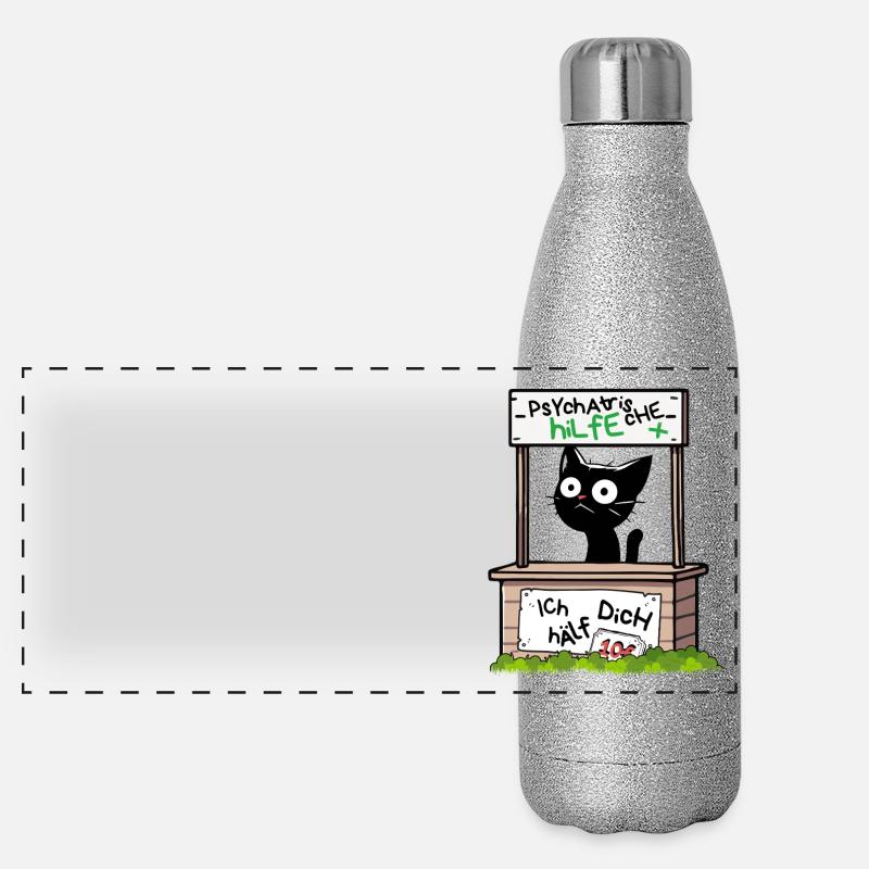 Psychatrische Hilfe IcH hAelf DicH - Lustige Katze Panorama Glitzer Isolierflasche 500 ml