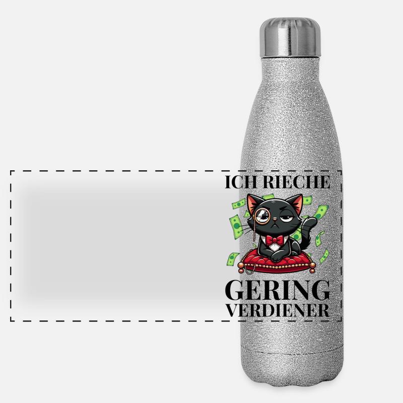 Ich rieche Geringverdiener Meme – Geldkatze Spruch Panorama Glitzer Isolierflasche 500 ml