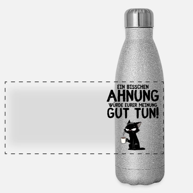 Ein bisschen Ahnung? Grump Kaffee Katze Humor Panorama Glitzer Isolierflasche 500 ml