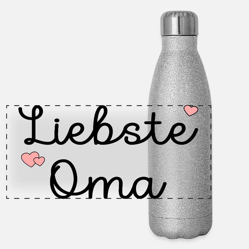 Großmama Liebste Oma Panorama Glitzer Isolierflasche 500 ml