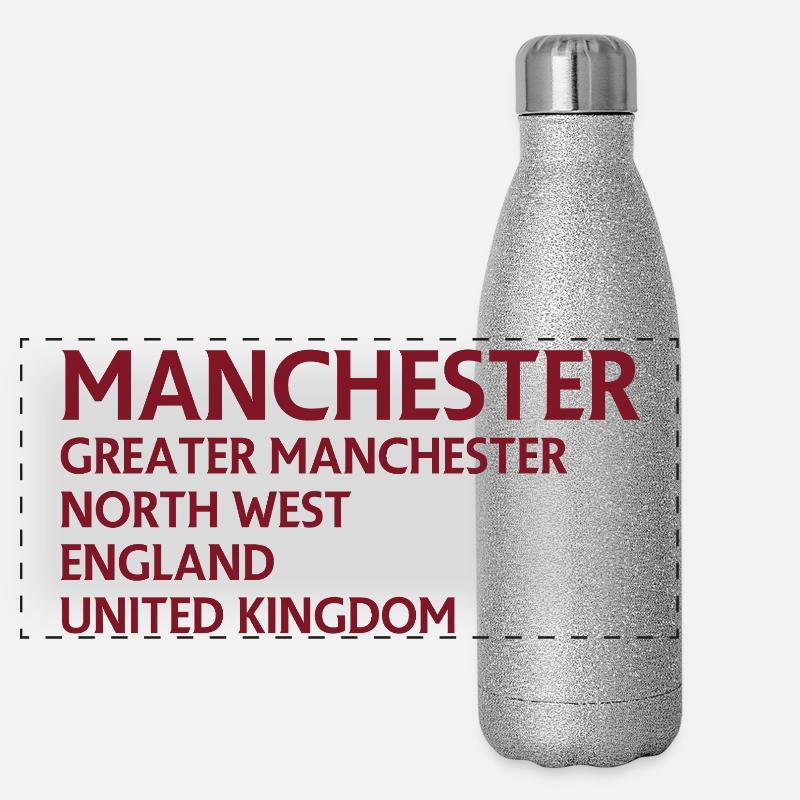 Manchester Name Stack Typography Panoramic Glitter Thermal Bottle 500 ml