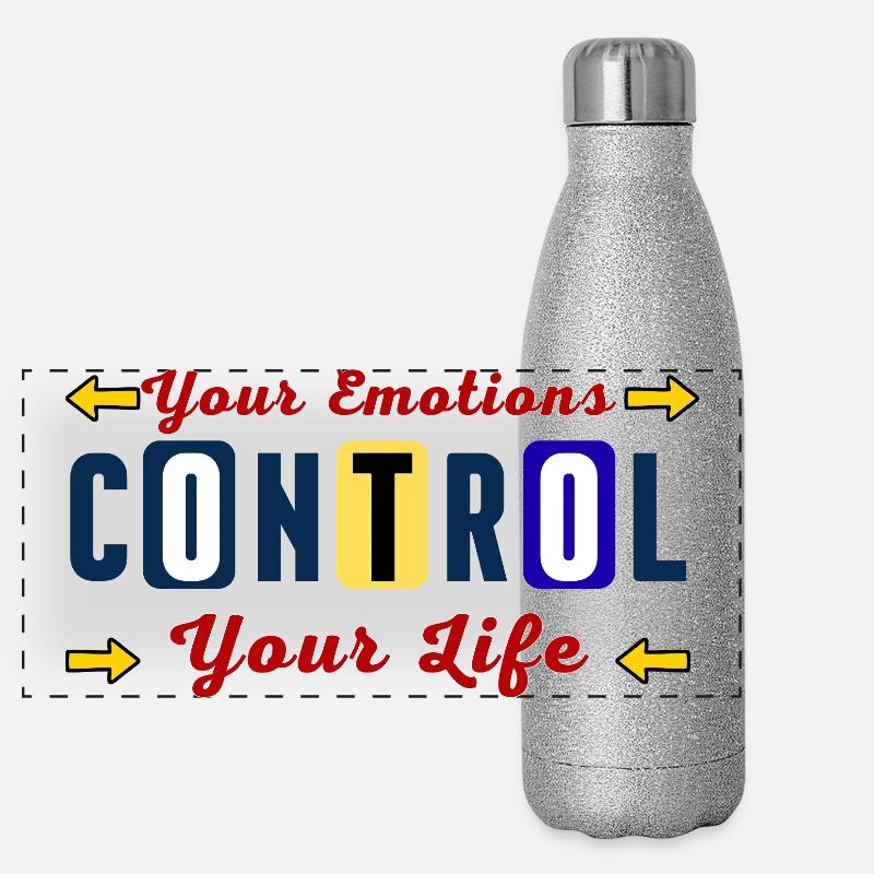 Emotions control your life - Panoramic Glitter Thermal Bottle 500 ml - silver glitter