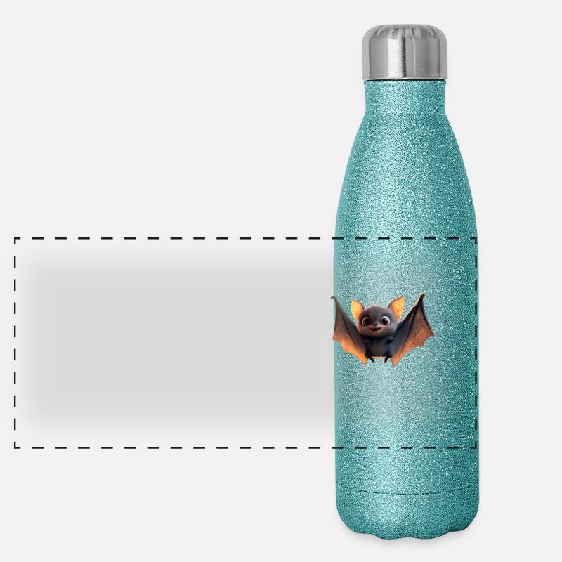 Bat Flying Fox Vampire Bat Cute Fledemice Panoramic Glitter Thermal Bottle 500 ml