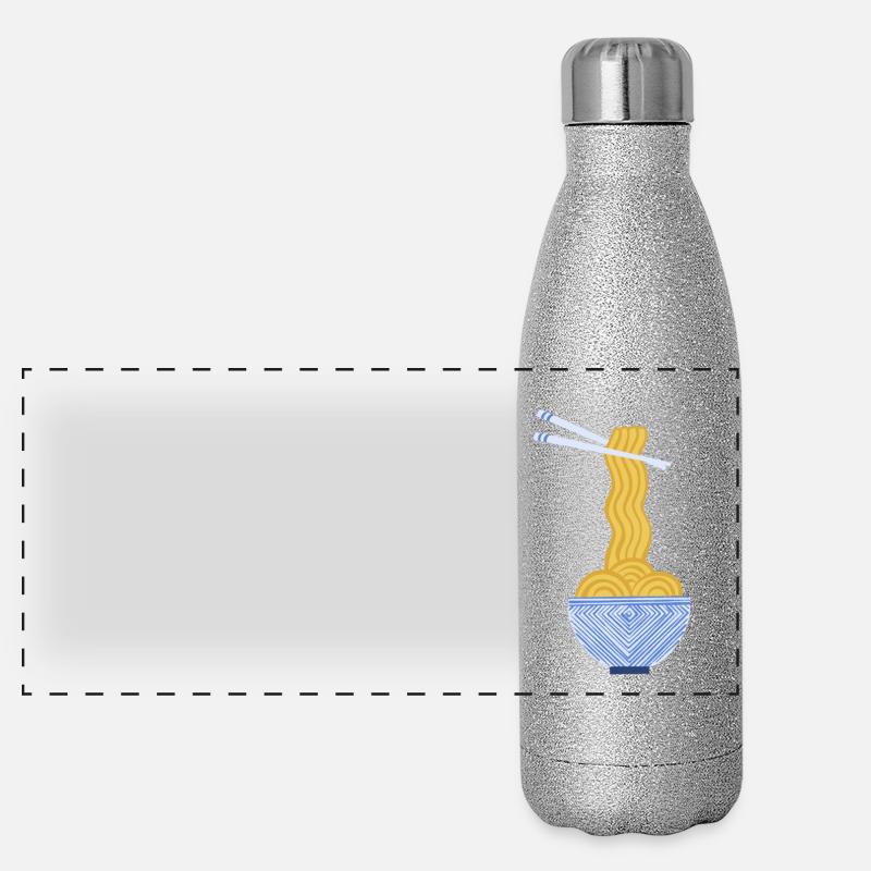 japanische nudeln - Panorama Glitzer Isolierflasche 500 ml - Silber Glitzer