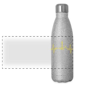 Dortmund Heartbeat Black Yellow Ruhrpott Stadium - Panoramic Glitter Thermal Bottle 500 ml - silver glitter - Front