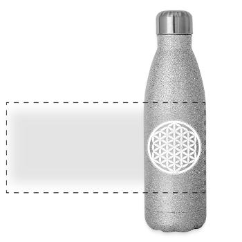 Fleur de vie Fleur de vie Fleur de vie Yoga - Gourde isotherme panoramique pailletée 500 ml - paillettes argentées - Devant