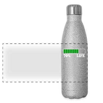 70e anniversaire 70% De vie 70 ans de vie Poutre de chargement - Gourde isotherme panoramique pailletée 500 ml - paillettes argentées - Devant