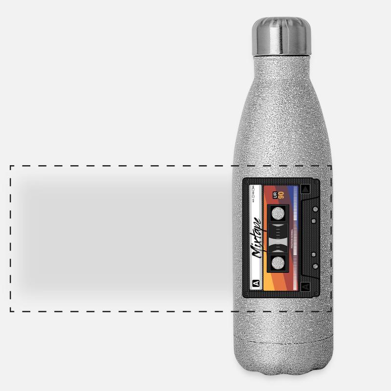 Mixtape Cassette 90s Party 80s Retro Tape Gourde isotherme panoramique pailletée 500 ml