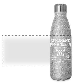 77. Geburtstag Schonend Behandeln 77 Teil Ist 77 - Panorama Glitzer Isolierflasche 500 ml - Silber Glitzer - Vorne