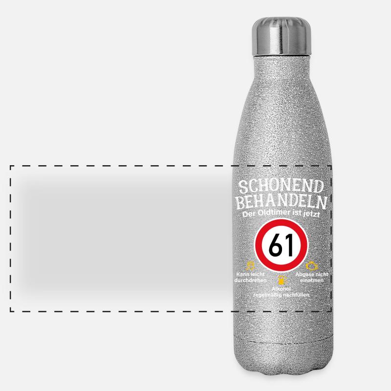 61. Geburtstag Schonend Behandeln Oldtimer Ist 61 Panorama Glitzer Isolierflasche 500 ml