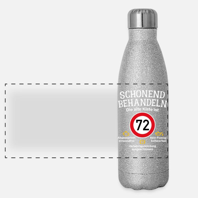 72. Geburtstag Schonend Behandeln 72 Alte Kiste 72 - Panorama Glitzer Isolierflasche 500 ml - Silber Glitzer